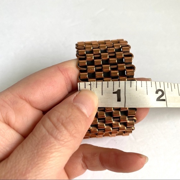 Vintage Renoir Copper Bracelet Woven Cuff Bangle Mid Century Modern Mod Retro - Picture 8 of 9